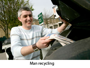 man recycling