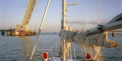 A sailor enters port